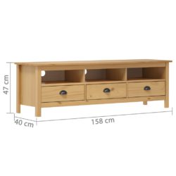 TV-benk Hill honningbrun 158x40x47 cm heltre furu