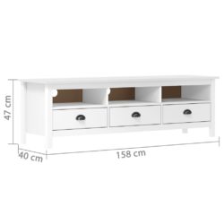 TV-benk Hill hvit 158x40x47 cm heltre furu