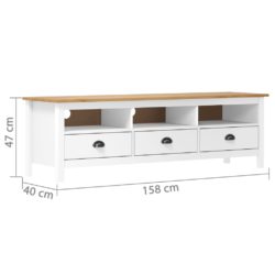 TV-benk Hill hvit 158x40x47 cm heltre furu