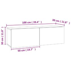 TV-benk betonggrå 100x30x30 cm konstruert tre