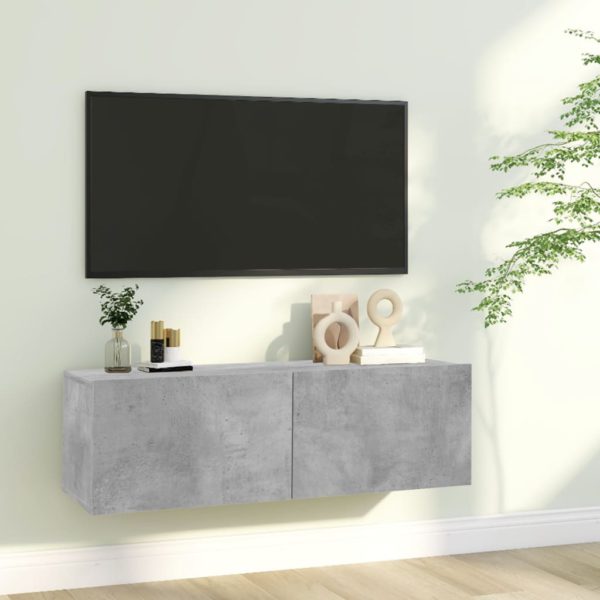 TV-benk betonggrå 100x30x30 cm konstruert tre