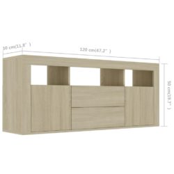 TV-benk sonoma eik 120x30x50 cm konstruert tre