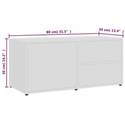 TV-benk hvit 80x34x36 cm konstruert tre