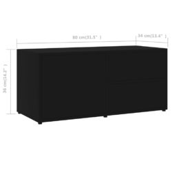 TV-benk svart 80x34x36 cm konstruert tre