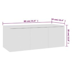 TV-benk hvit 80x34x30 cm konstruert tre