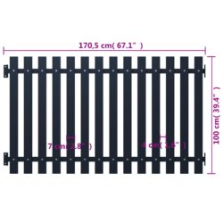 Gjerdepanel antrasitt 170,5×100 cm pulverlakkert stål