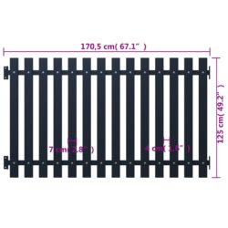 Gjerdepanel antrasitt 170,5×125 cm pulverlakkert stål