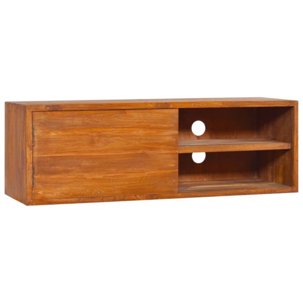 Veggmontert TV-benk 90x30x30 cm heltre teak