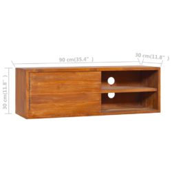 Veggmontert TV-benk 90x30x30 cm heltre teak