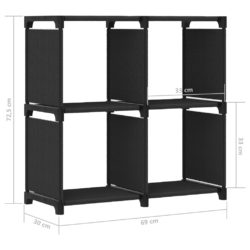 Displayhylle med 4 kuber svart 69x30x72,5 cm stoff