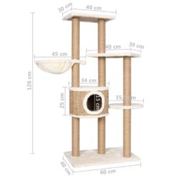 Kattetre med klorestolpe 126 cm sjøgress