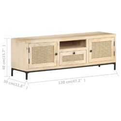 TV-benk 120x30x40 cm heltre mango med naturlig stokk