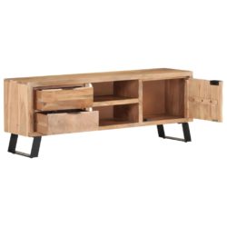 TV-benk 120x30x42 cm heltre akasie med naturlig kant