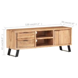 TV-benk 120x30x42 cm heltre akasie med naturlig kant