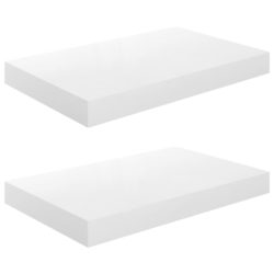 Flytende vegghyller 2 stk høyglans hvit 40x23x3,8 cm MDF