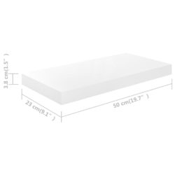 Flytende vegghyller 2 stk høyglans hvit 50x23x3,8 cm MDF