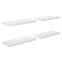 Flytende vegghyller 4 stk høyglans hvit 60×23,5×3,8 cm MDF