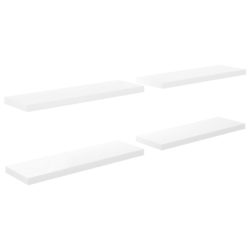 Flytende vegghyller 4 stk høyglans hvit 80×23,5×3,8 cm MDF