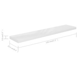 Flytende vegghyller 2 stk høyglans hvit 120×23,5×3,8 cm MDF