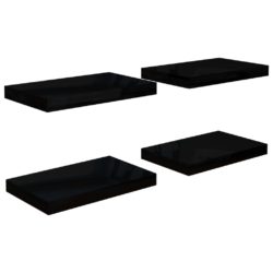 Flytende vegghyller 4 stk høyglans svart 40x23x3,8 cm MDF