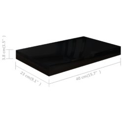 Flytende vegghyller 4 stk høyglans svart 40x23x3,8 cm MDF