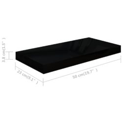 Flytende vegghyller 4 stk høyglans svart 50x23x3,8 cm MDF