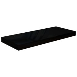 Flytende vegghyller 2 stk høyglans svart 60×23,5×3,8 cm MDF