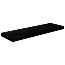 Flytende vegghyller 4 stk høyglans svart 80×23,5×3,8 cm MDF