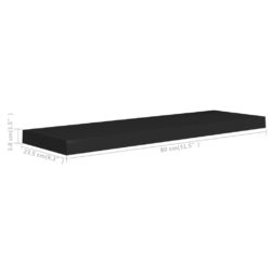 Flytende vegghyller 4 stk svart 80×23,5×3,8 cm MDF