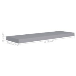 Flytende vegghyller 4 stk grå 80×23,5×3,8 cm MDF