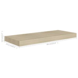 Flytende vegghylle eik 60×23,5×3,8 cm MDF