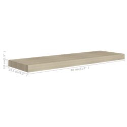 Flytende vegghylle eik 80×23,5×3,8 cm MDF