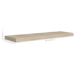 Flytende vegghyller 2 stk eik 90×23,5×3,8 cm MDF