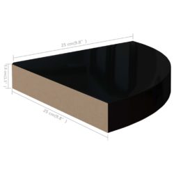 Flytende vegghyller 2 stk høyglans svart 25x25x3,8 cm MDF