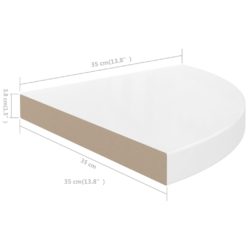 Flytende vegghyller 2 stk høyglans hvit 35x35x3,8 cm MDF