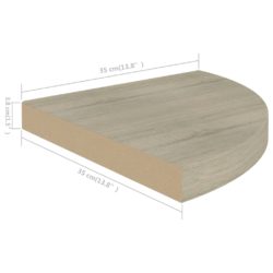 Flytende vegghyller 2 stk eik 35x35x3,8 cm MDF