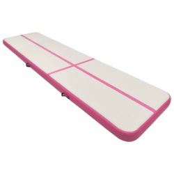 Oppblåsbar gymnastikkmatte med pumpe 600x100x15 cm PVC rosa