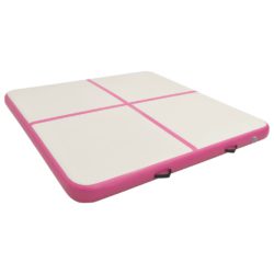 Oppblåsbar gymnastikkmatte med pumpe 200x200x10 cm PVC rosa