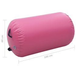 Oppblåsbar gymnastikkrull med pumpe 100×60 cm PVC rosa