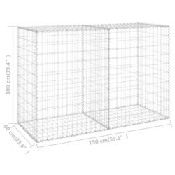 Gabion med dekker galvanisert stål 150x60x100 cm