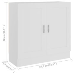 Bokhylle hvit 82,5×30,5×80 cm konstruert tre