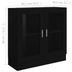 Vitrine svart 82,5×30,5×80 cm konstruert tre