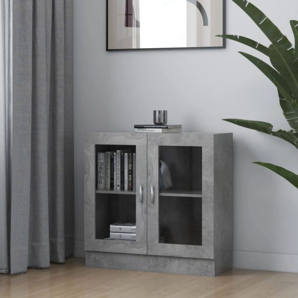 Vitrine betonggrå 82,5×30,5×80 cm konstruert tre