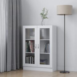 Vitrine hvit 82,5×30,5×115 cm konstruert tre