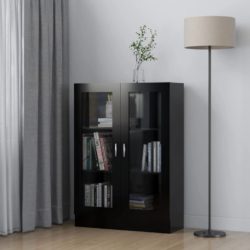 Vitrine svart 82,5×30,5×115 cm konstruert tre