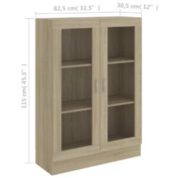 Vitrine sonoma eik 82,5×30,5×115 cm konstruert tre