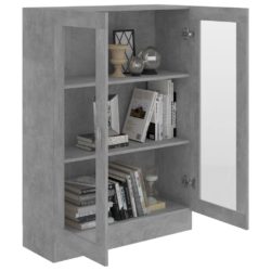 Vitrine betonggrå 82,5×30,5×115 cm konstruert tre