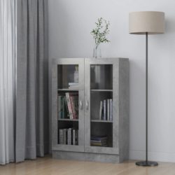 Vitrine betonggrå 82,5×30,5×115 cm konstruert tre