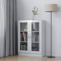 Vitrine høyglans hvit 82,5×30,5×115 cm konstruert tre