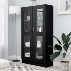 Vitrine svart 82,5×30,5×150 cm konstruert tre